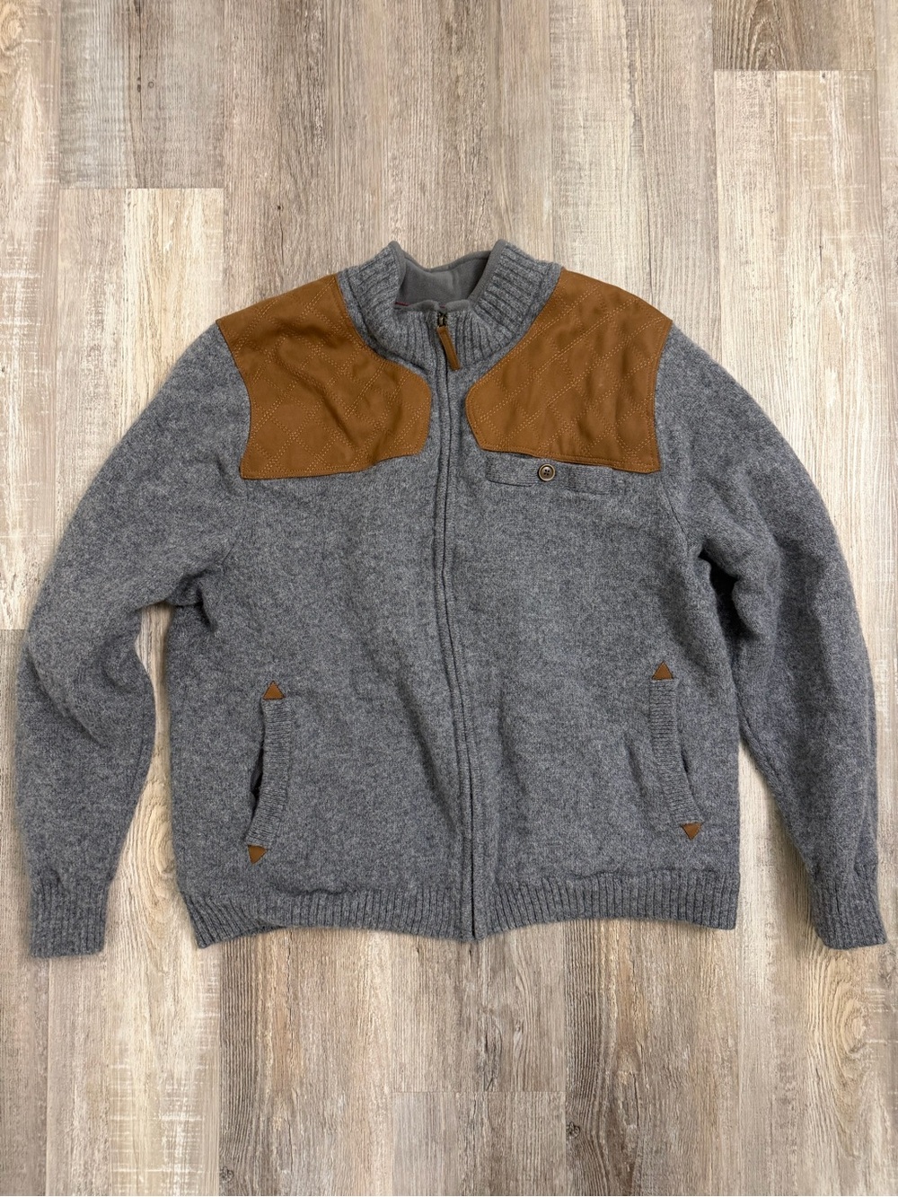 Duluth Trading Co. Men’s Grey Shetland Wool Full Zip Sweater Jacket Size XL